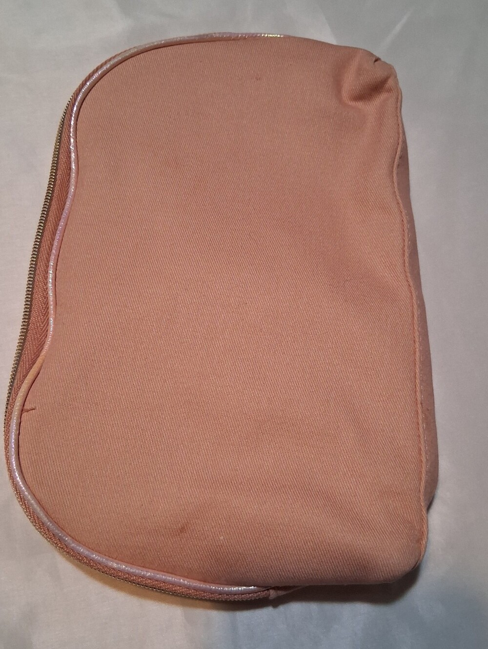 Lancôme Paris Pink Canvas Cosmetic Case Gold Tone Hardware Zip Travel Bag